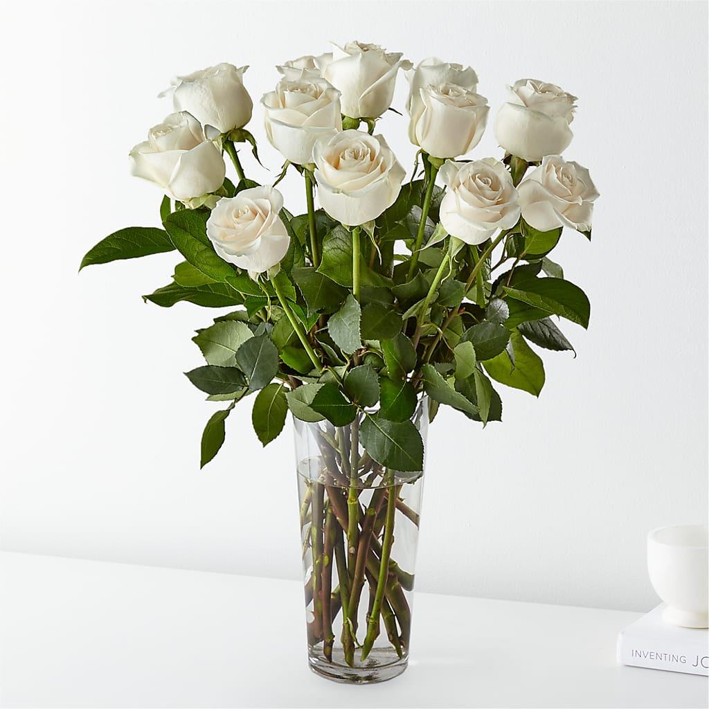 Long Stem White Rose Bouquet – Rosemary Flower Shop Inc, Wappingers Falls NY