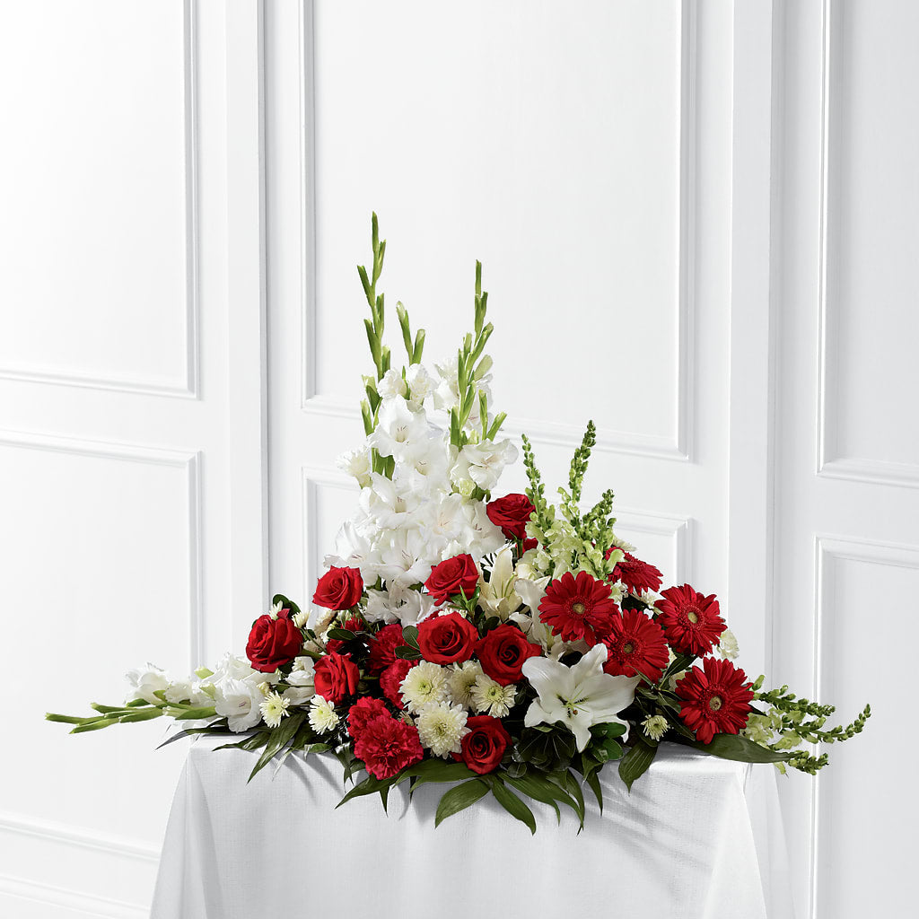 Crimson & White Arrangement – Rosemary Flower Shop Inc, Wappingers Falls NY