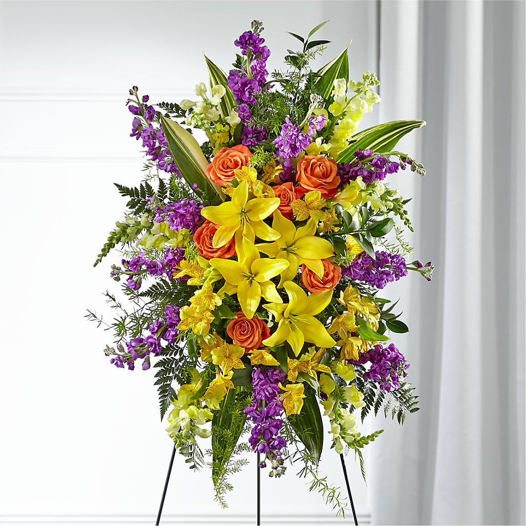 Thoughtful Prayers Standing Spray – Rosemary Flower Shop Inc, Wappingers Falls NY