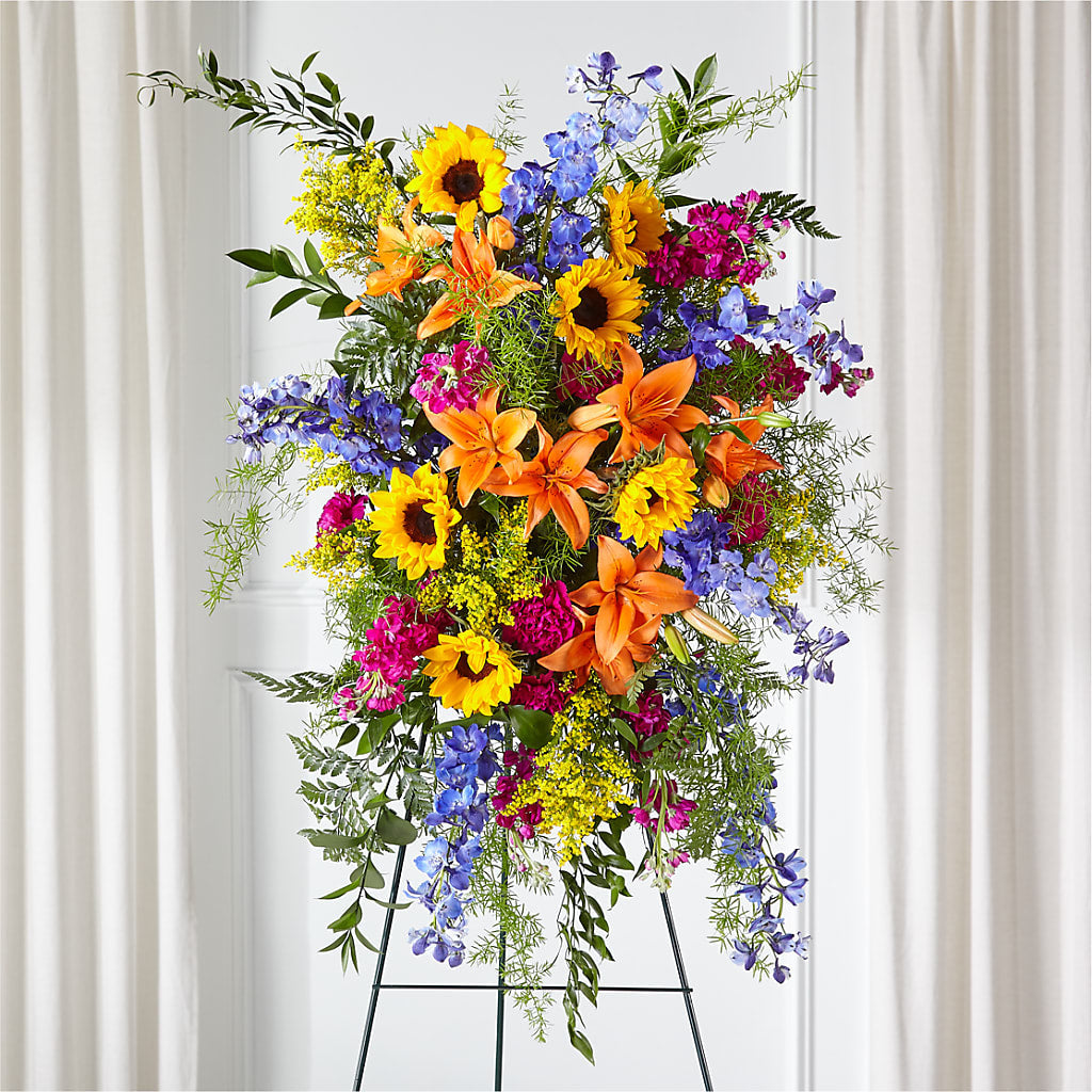 Sunlit Memories Standing Spray (Standard) – Rosemary Flower Shop Inc, Wappingers Falls NY