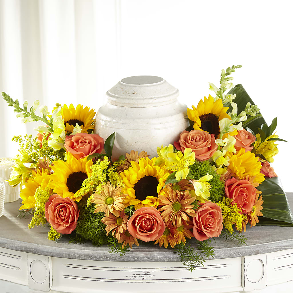 Faithful Sunflower Cremation Adornment – Rosemary Flower Shop Inc, Wappingers Falls NY