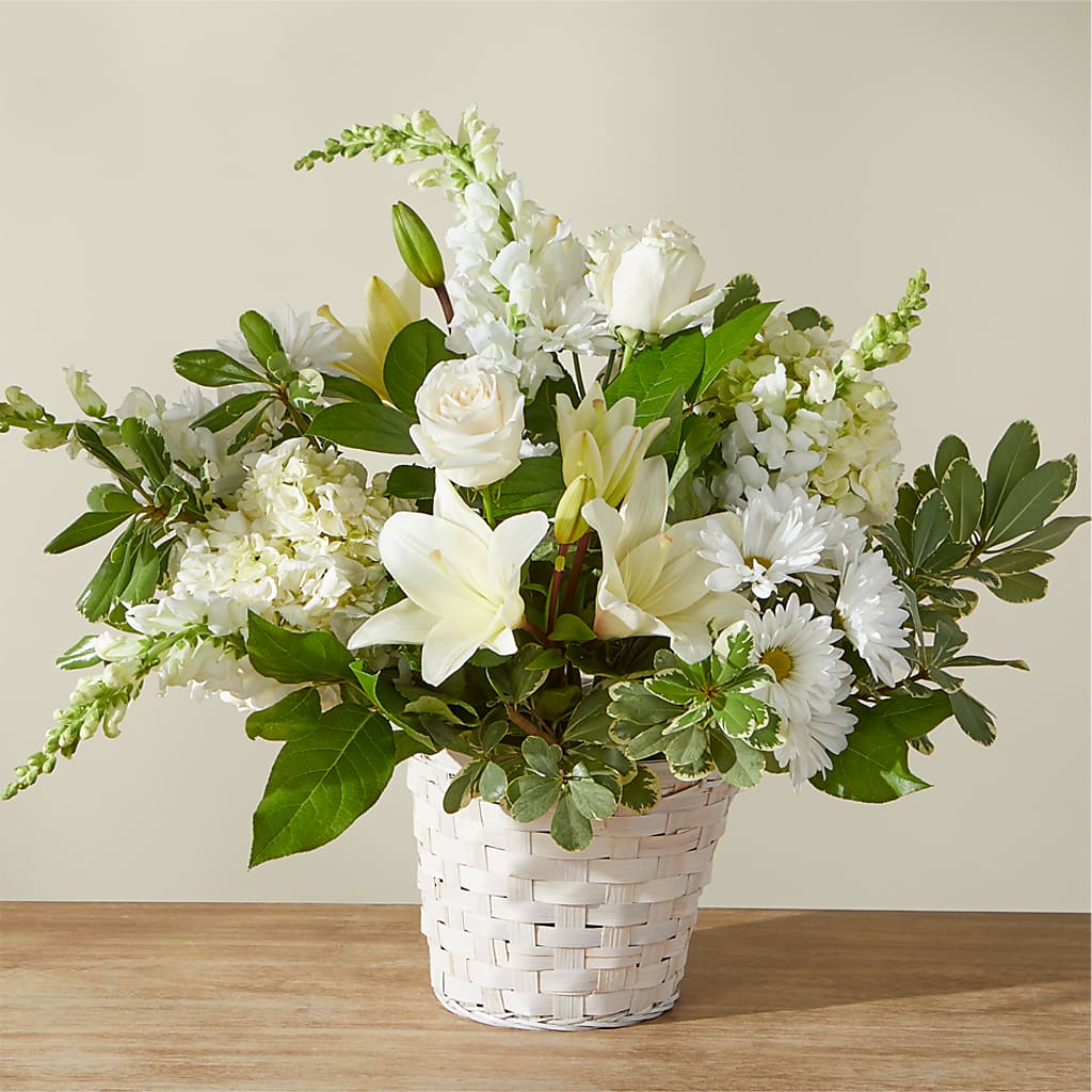 Ivory Elegance Floral Basket – Rosemary Flower Shop Inc, Wappingers Falls NY