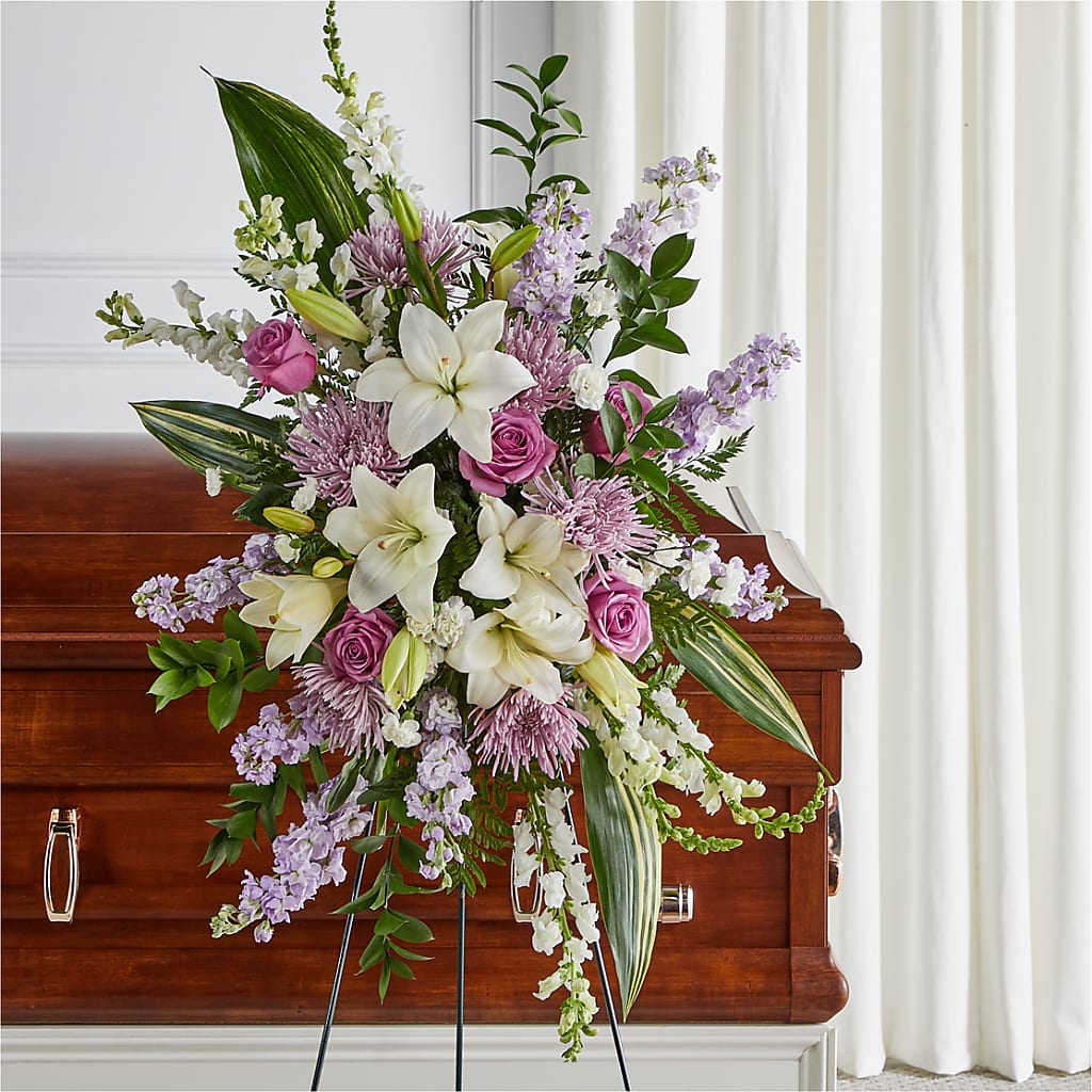 Grateful Hearts Standing Spray – Rosemary Flower Shop Inc, Wappingers Falls NY