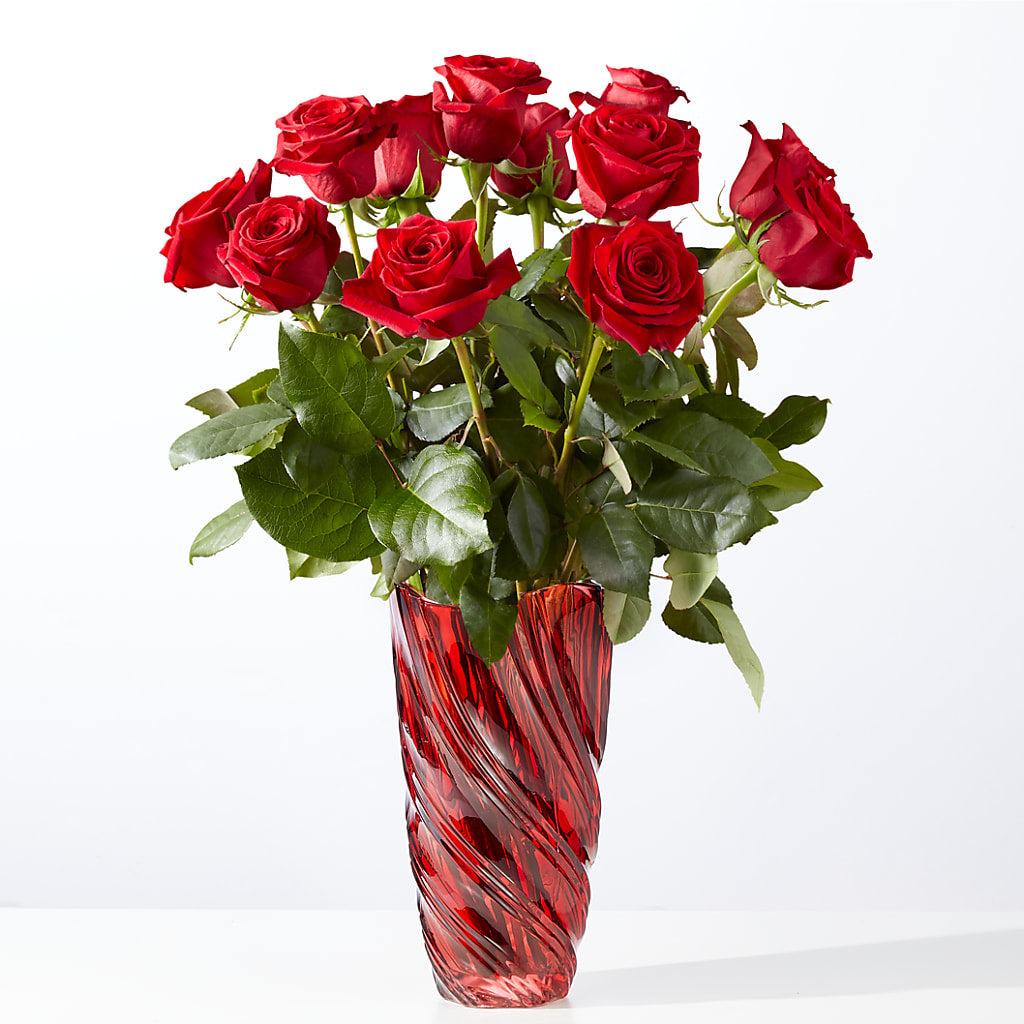 Classic Love Red Rose Bouquet with Luxe Swirl Vase – Rosemary Flower Shop Inc, Wappingers Falls NY