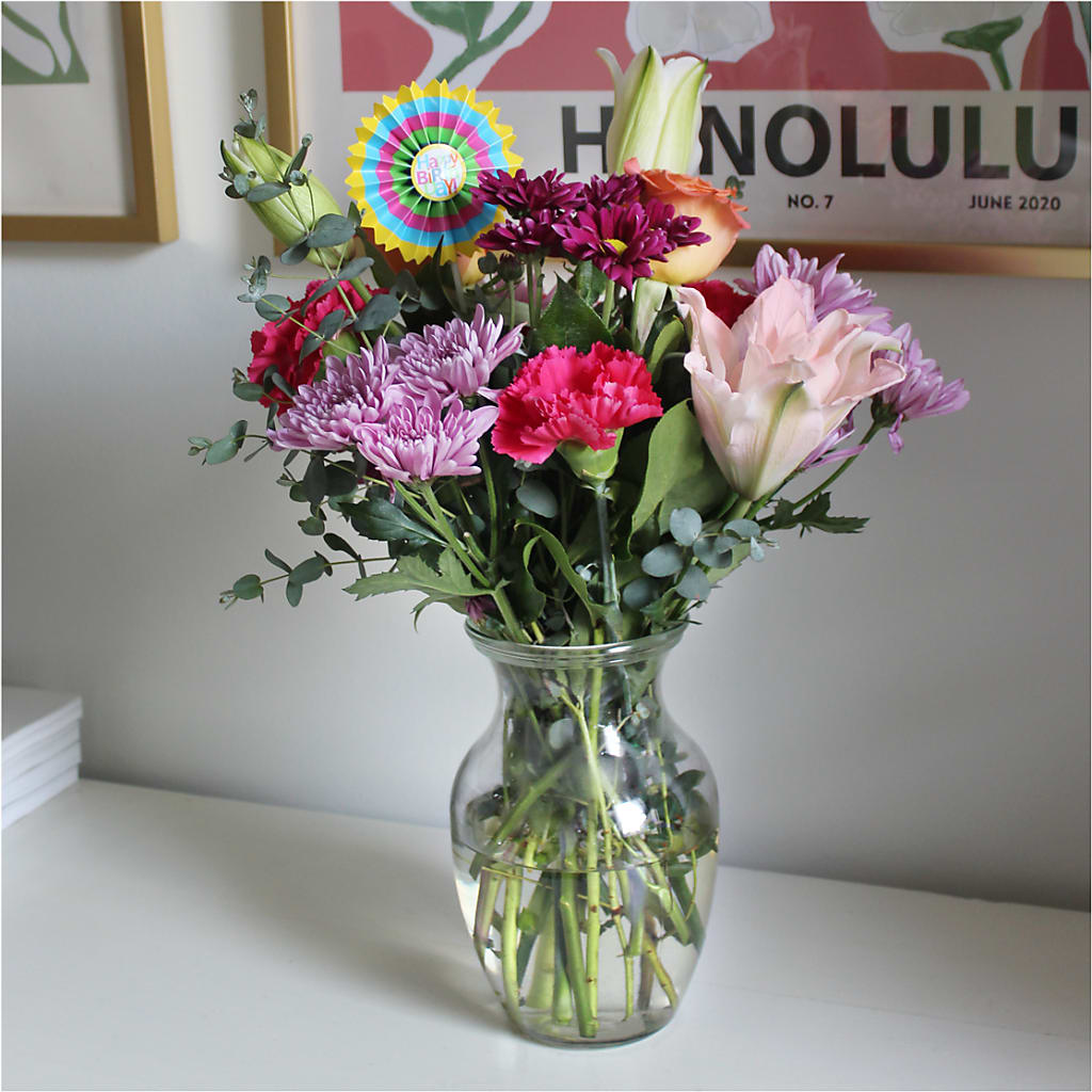 Light of My Life Bouquet & Happy Birthday Topper – Rosemary Flower Shop Inc, Wappingers Falls NY