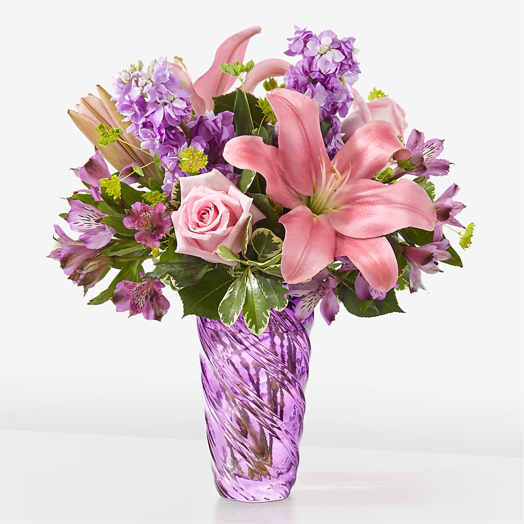 Precious Petals Bouquet with Luxe Swirl Vase – Rosemary Flower Shop Inc, Wappingers Falls NY