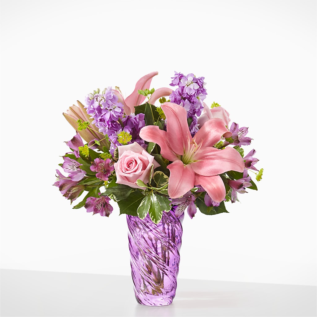 Precious Petals Bouquet with Luxe Swirl Vase – Rosemary Flower Shop Inc, Wappingers Falls NY