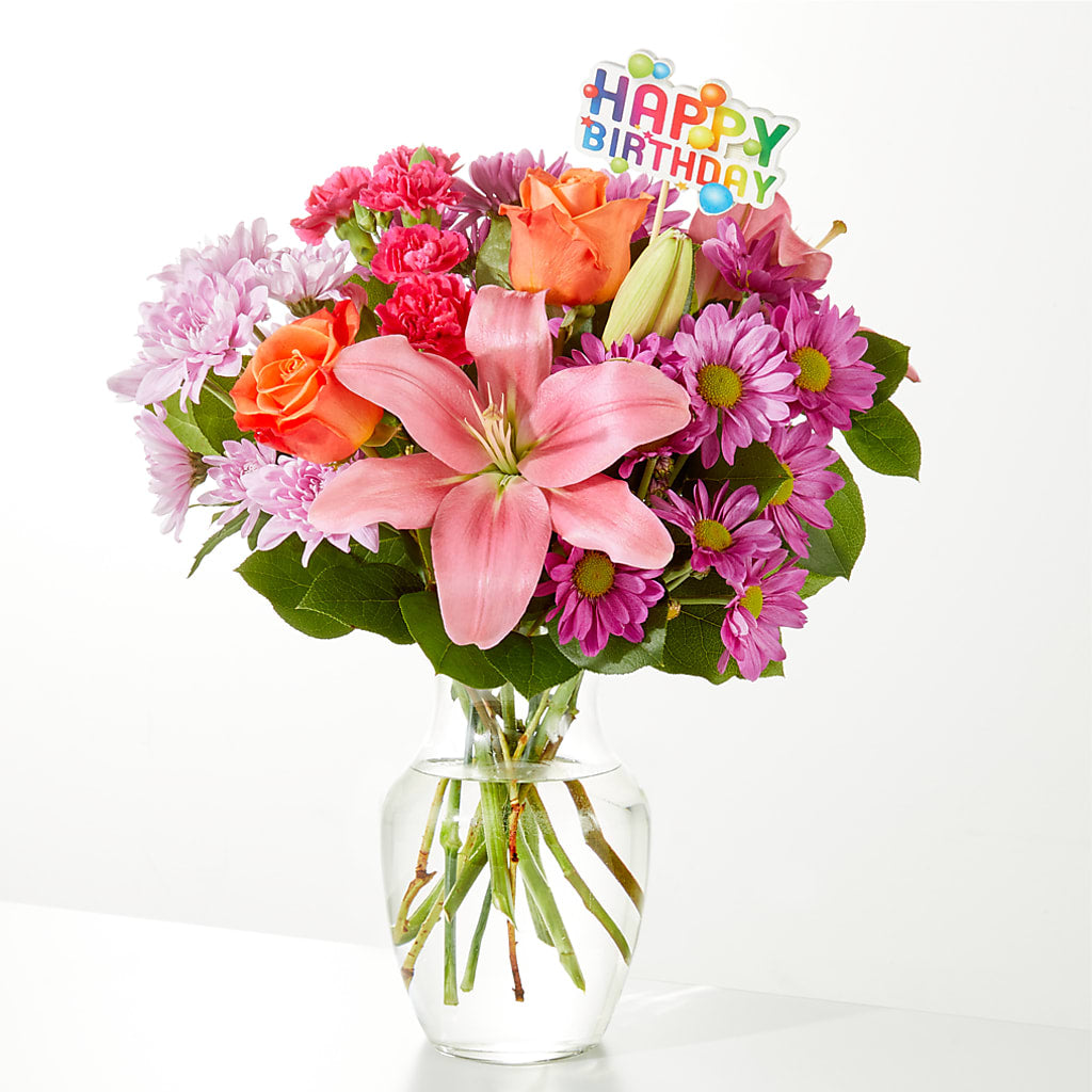 One and Only Bouquet & Happy Birthday Topper – Rosemary Flower Shop Inc, Wappingers Falls NY