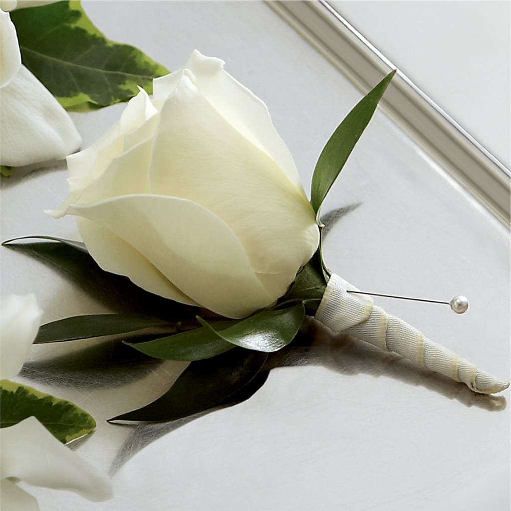 White Rose Boutonniere – Rosemary Flower Shop Inc, Wappingers Falls NY