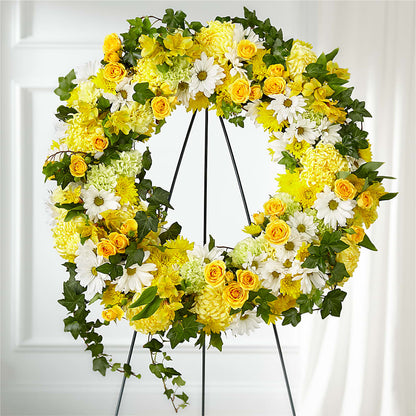Golden Remembrance Wreath –  Rosemary Flower Shop Inc, Wappingers Falls NY
