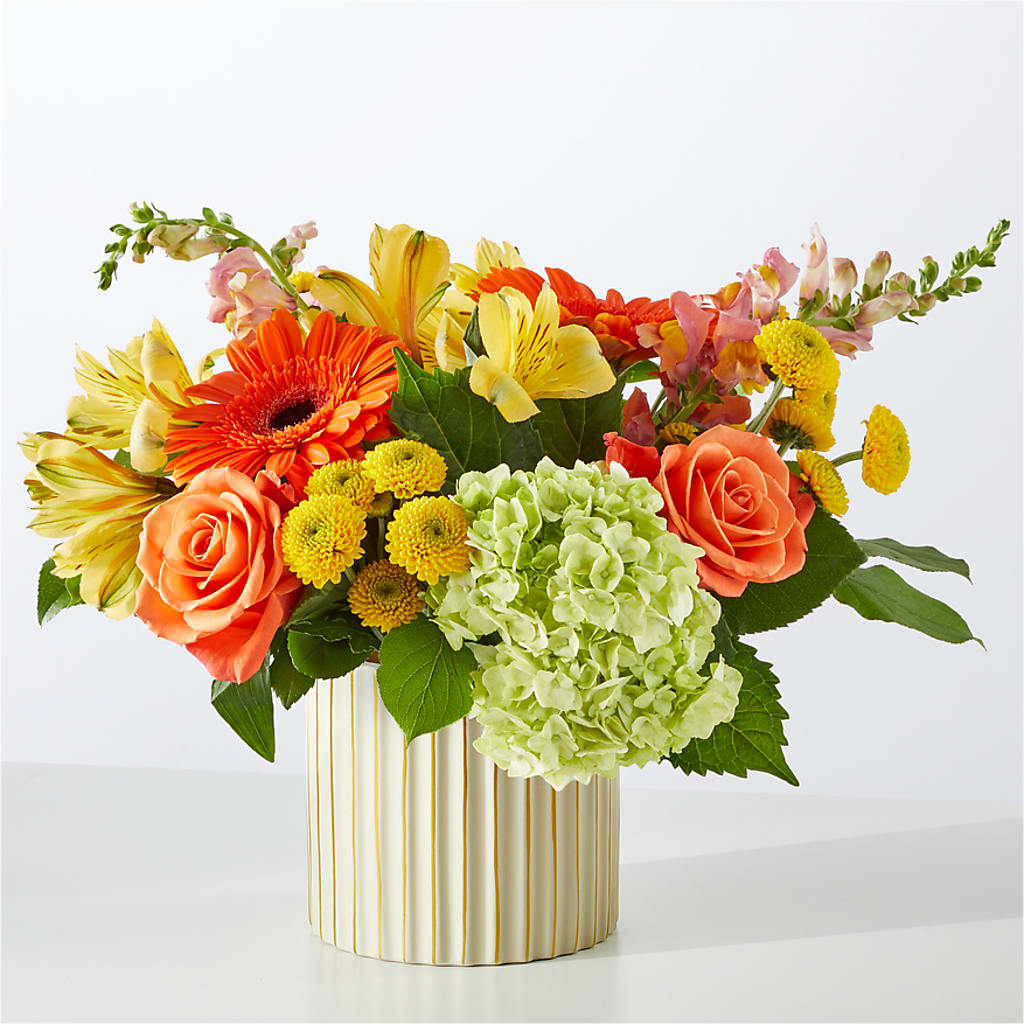 Autumn Sunshine Bouquet with Ivory Vase –  Rosemary Flower Shop Inc, Wappingers Falls NY