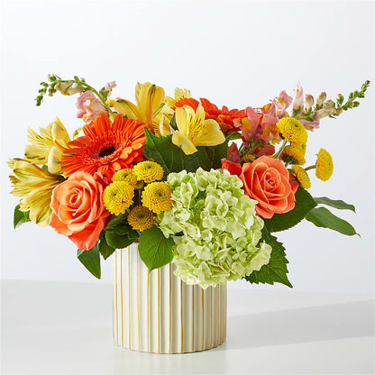 Autumn Sunshine Bouquet with Ivory Vase –  Rosemary Flower Shop Inc, Wappingers Falls NY