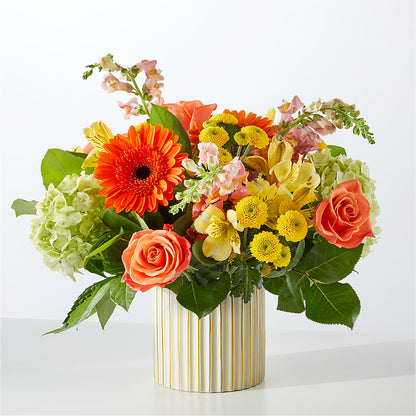 Autumn Sunshine Bouquet with Ivory Vase –  Rosemary Flower Shop Inc, Wappingers Falls NY