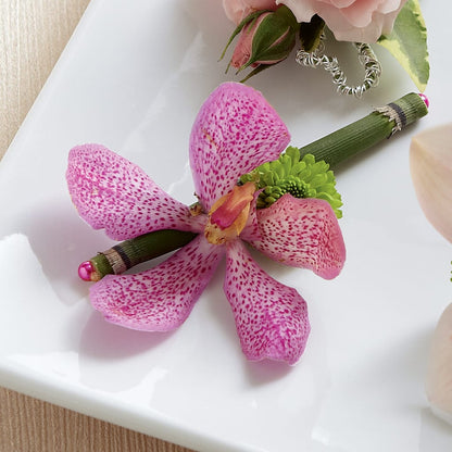 Pink Mokara Boutonniere –  Rosemary Flower Shop Inc, Wappingers Falls NY