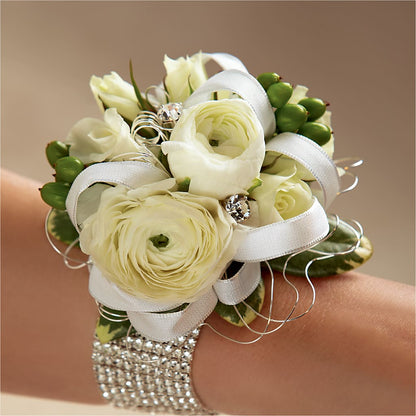 White Wedding Corsage –  Rosemary Flower Shop Inc, Wappingers Falls NY